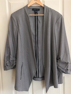 Rachel Zoe Black and White Houndstooth Draped Open-Front Blazer 3X